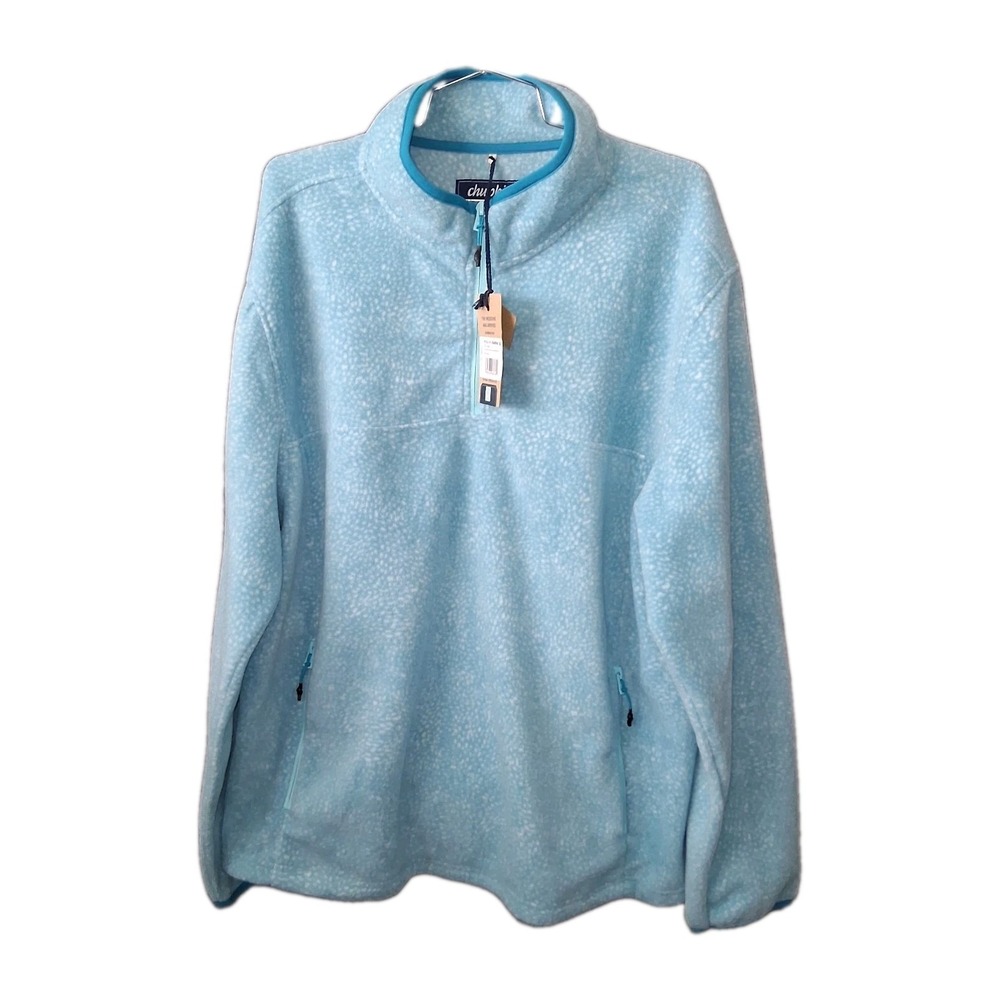 NWT Chubbies Men's XL The Tundra Quarter Zip Blue Fleece Pullover Sweater $70